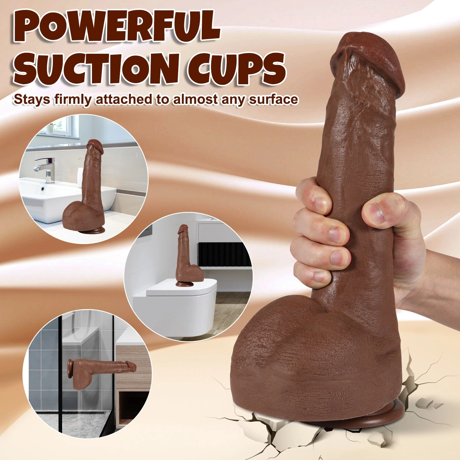 22 Inch Realistic Textured Dildo with Suction Base