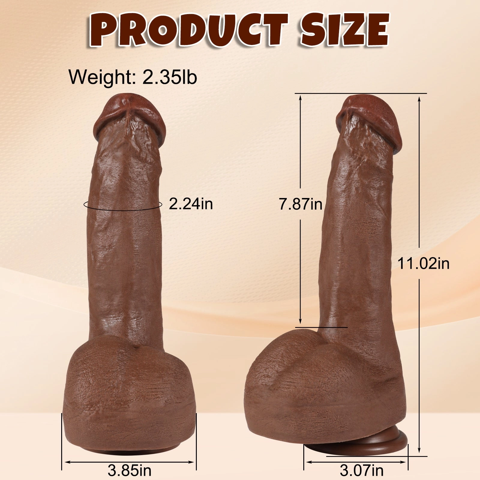 22 Inch Realistic Textured Dildo with Suction Base
