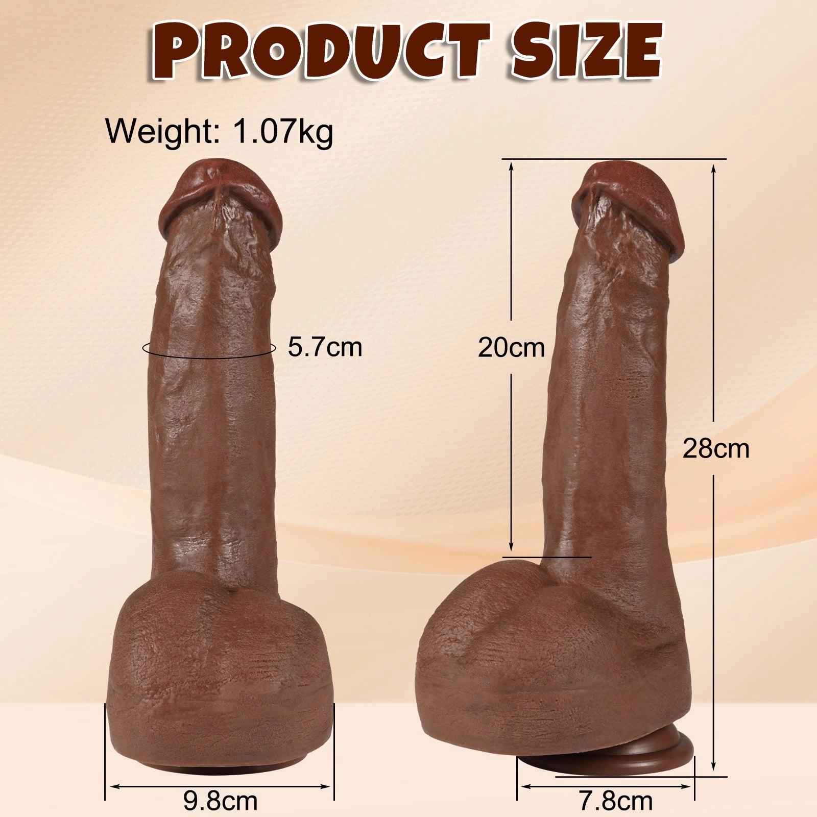 22 Inch Realistic Textured Dildo with Suction Base