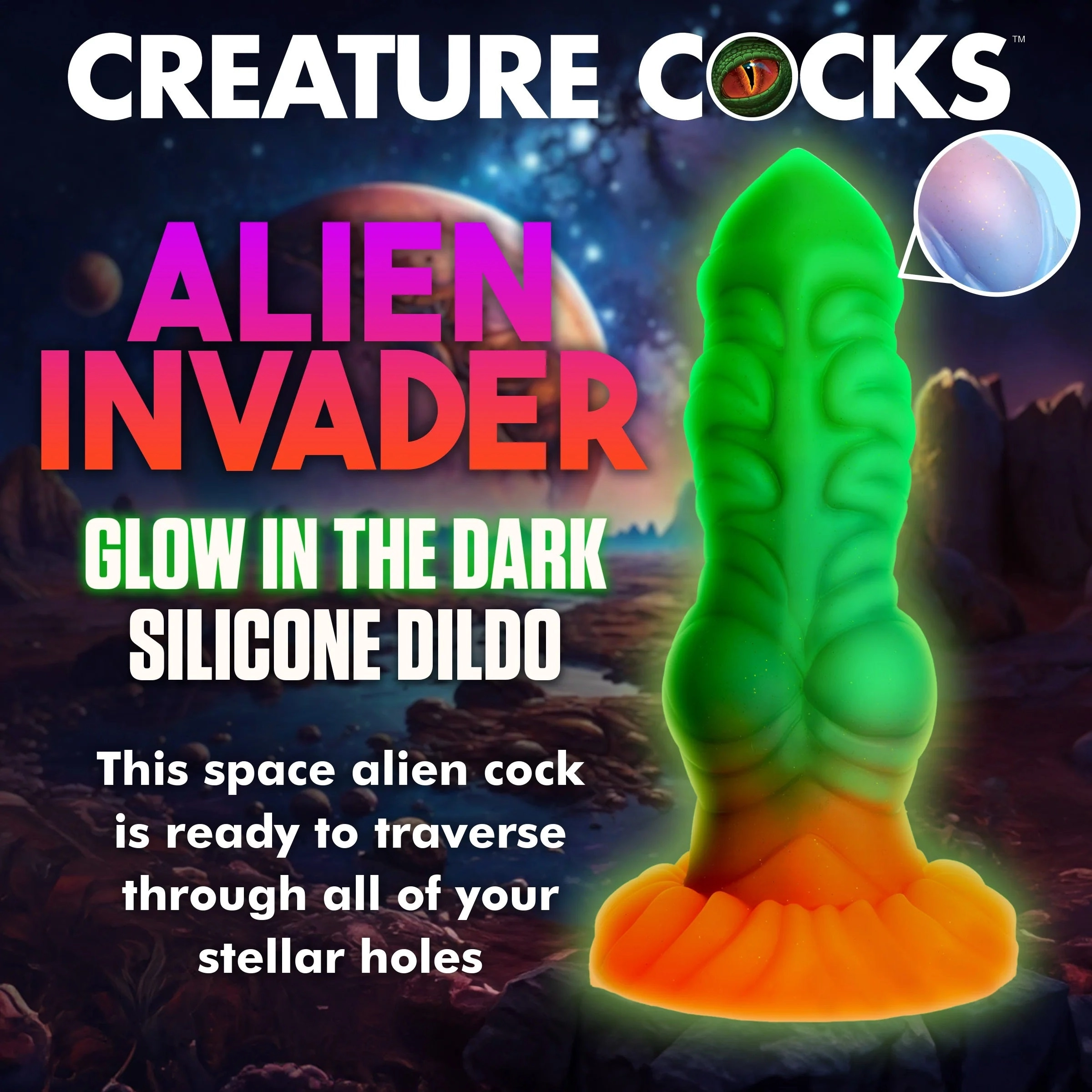 ALIEN INVADER GLOW-IN-THE-DARK DILDO