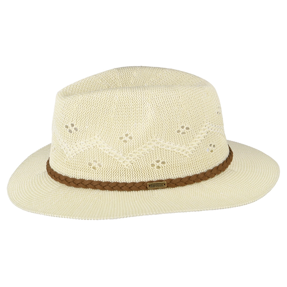 Barbour Hats Flowerdale Crochet Fedora Hat - Cream