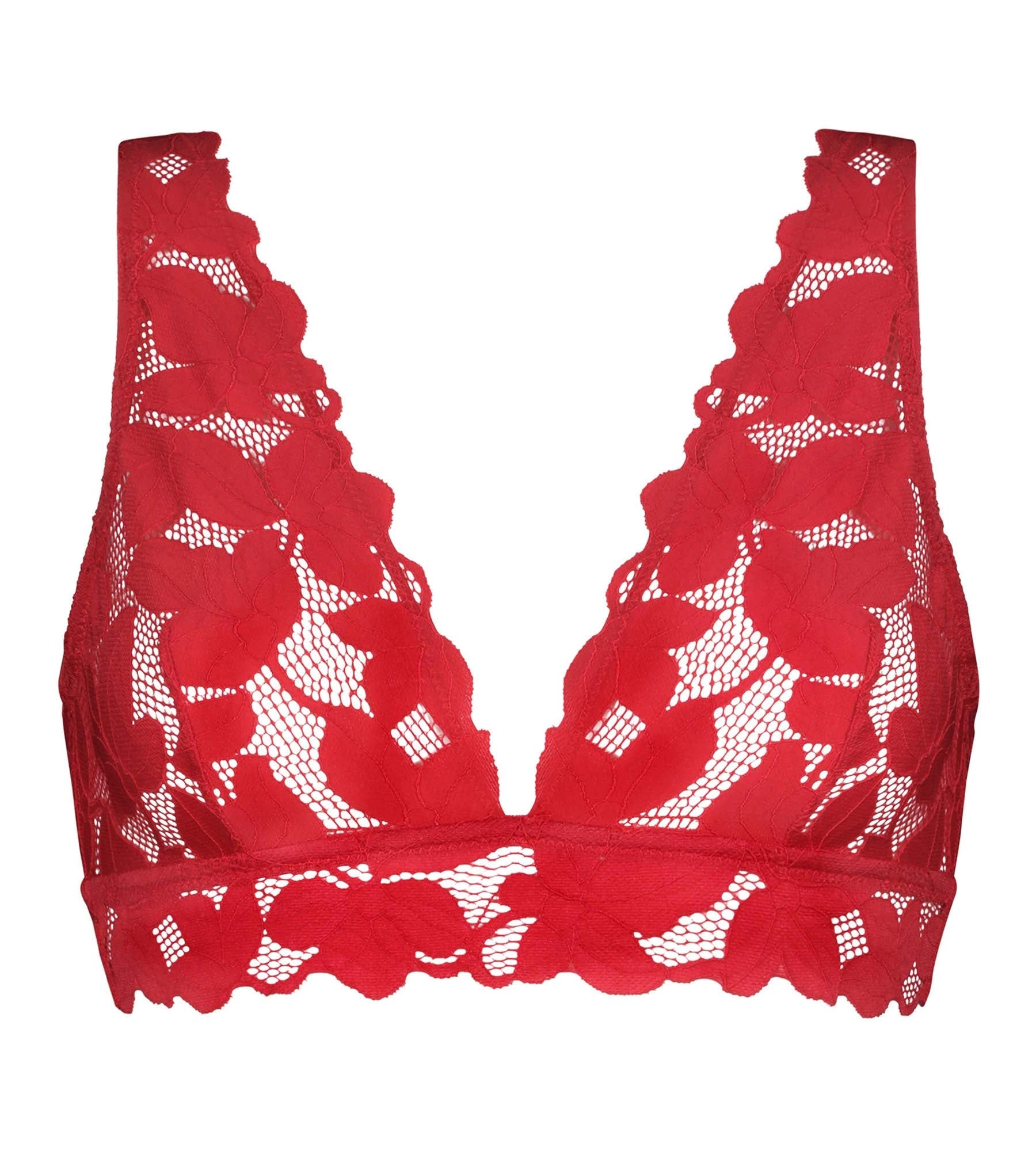 Bralette femme en dentelle à grosses fleurs Rouge Dim Lacy