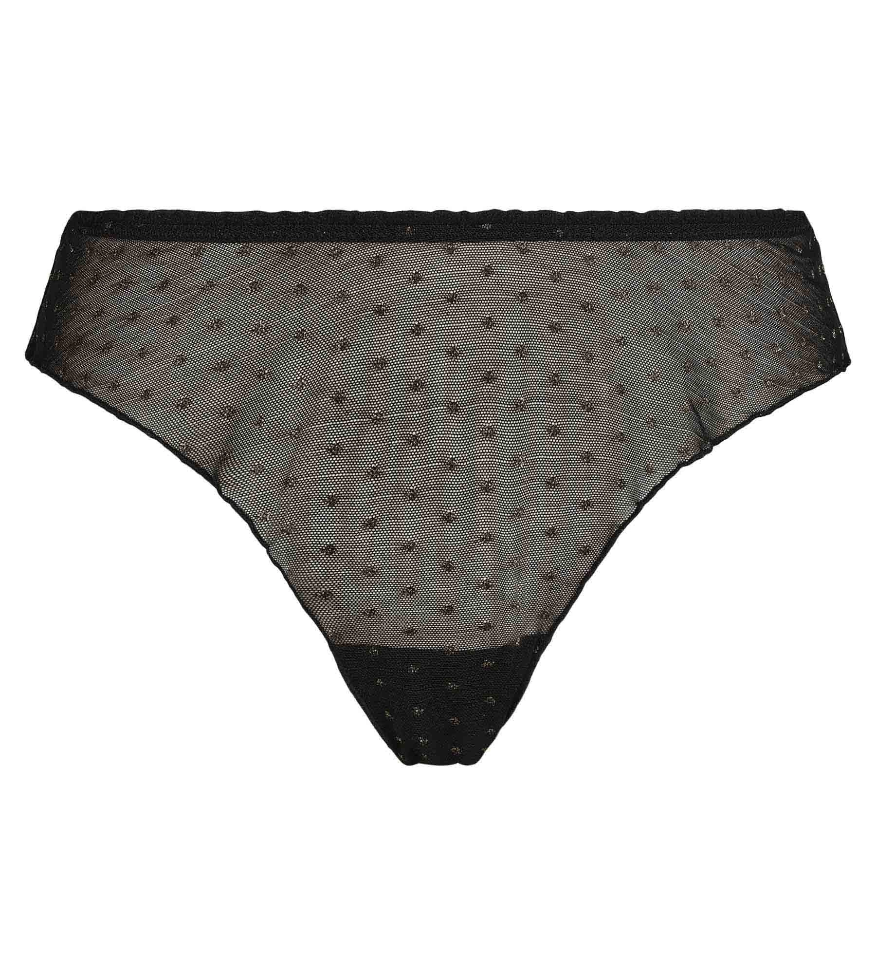 Culotte bloomer en tulle translucide Noir et pois Lurex Dim Shiny Mesh
