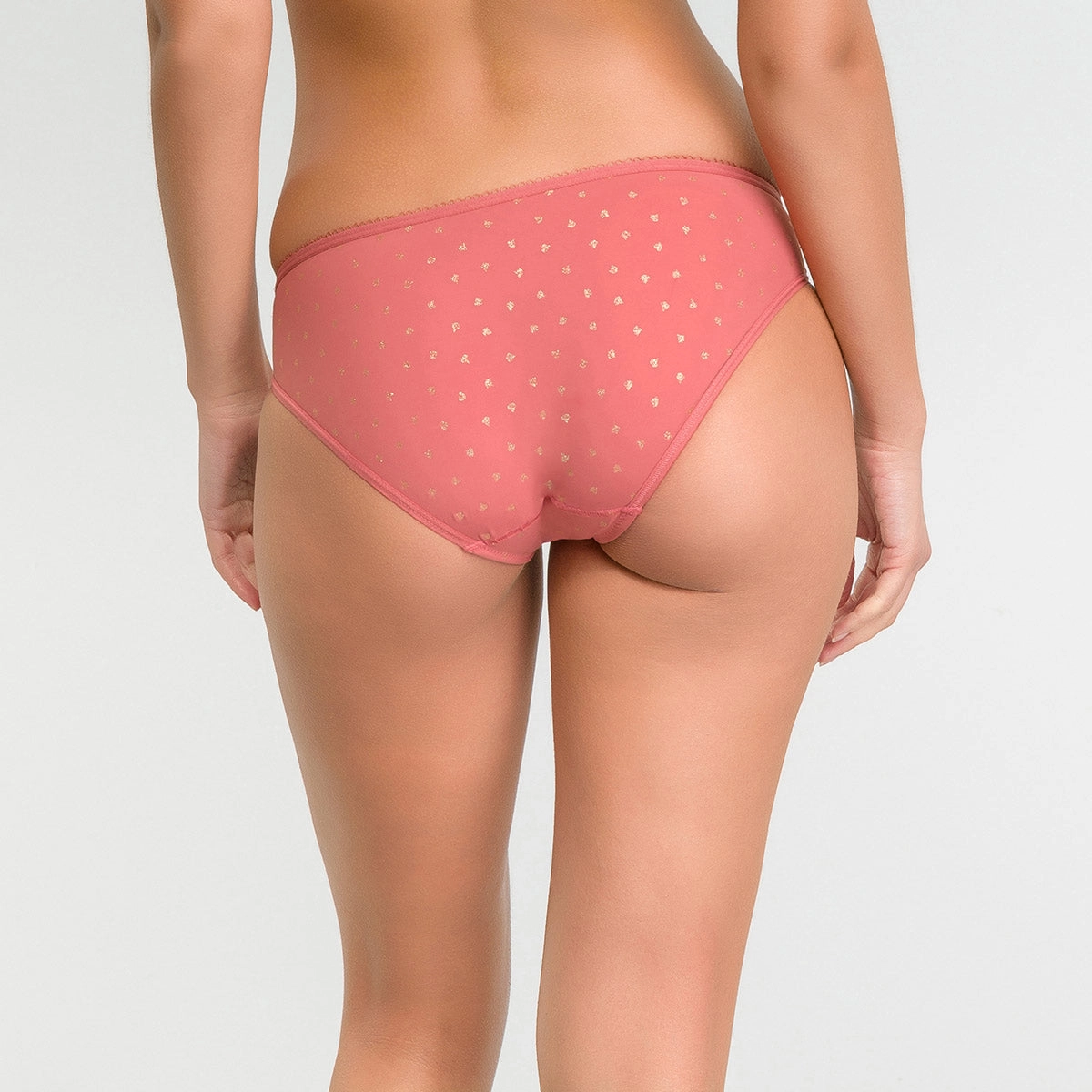 Culotte femme microfibre rose imprimé plumetis doré - Dim Generous