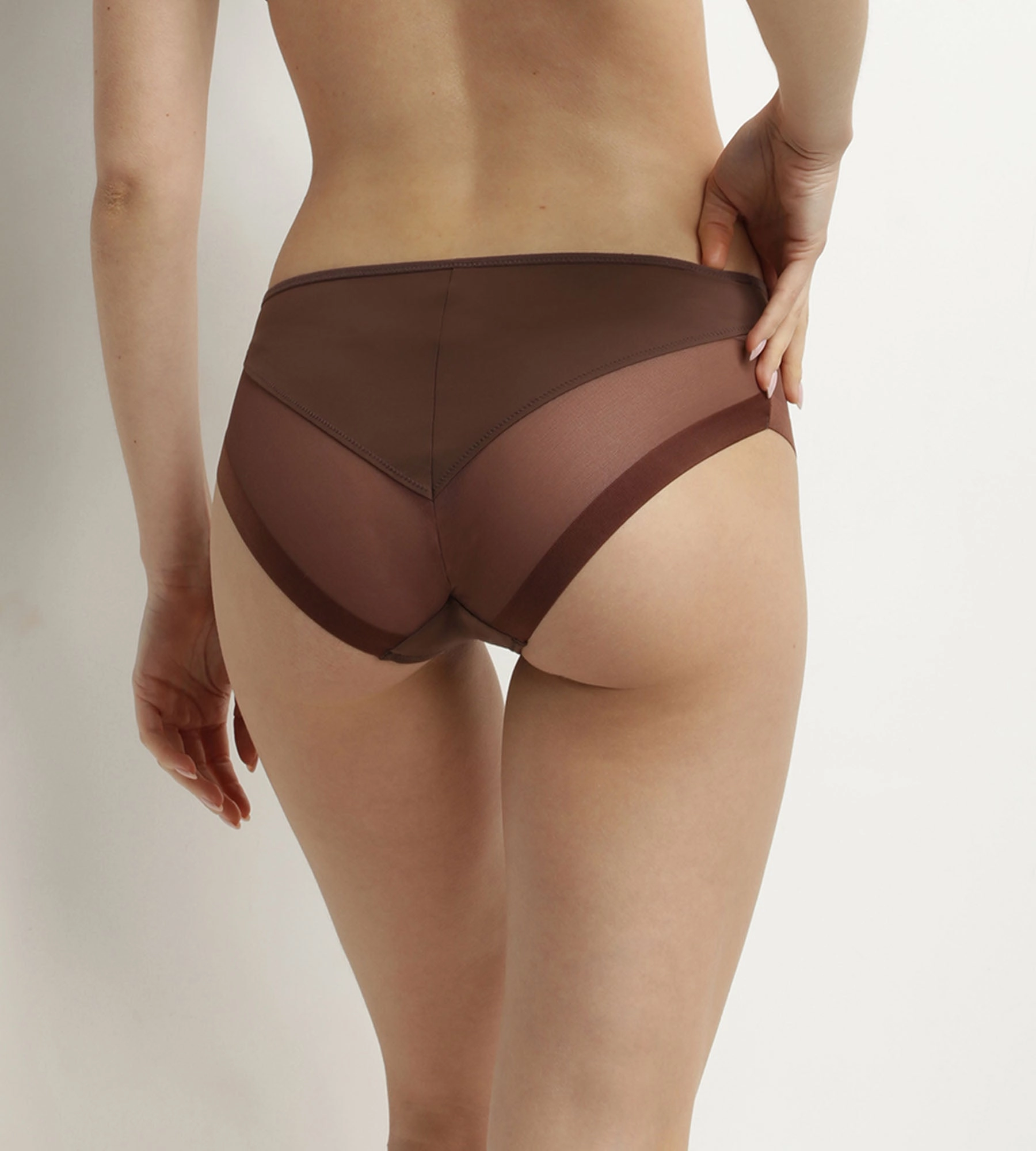 Culotte midi en microfibre et tulle Marron Brut Dim Generous