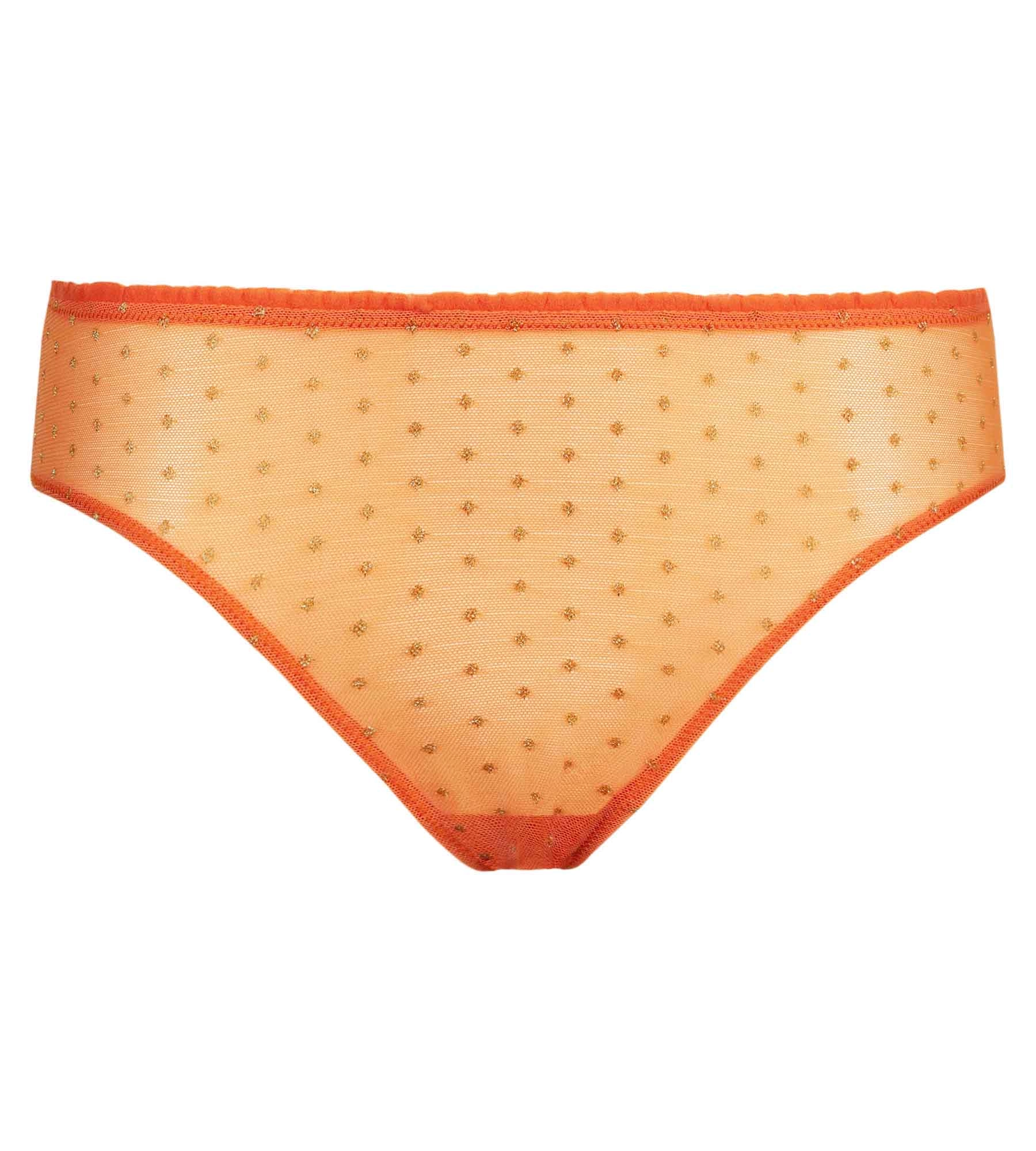Culotte midi en tulle transparent et pois lurex Orange Dim Shiny Mesh