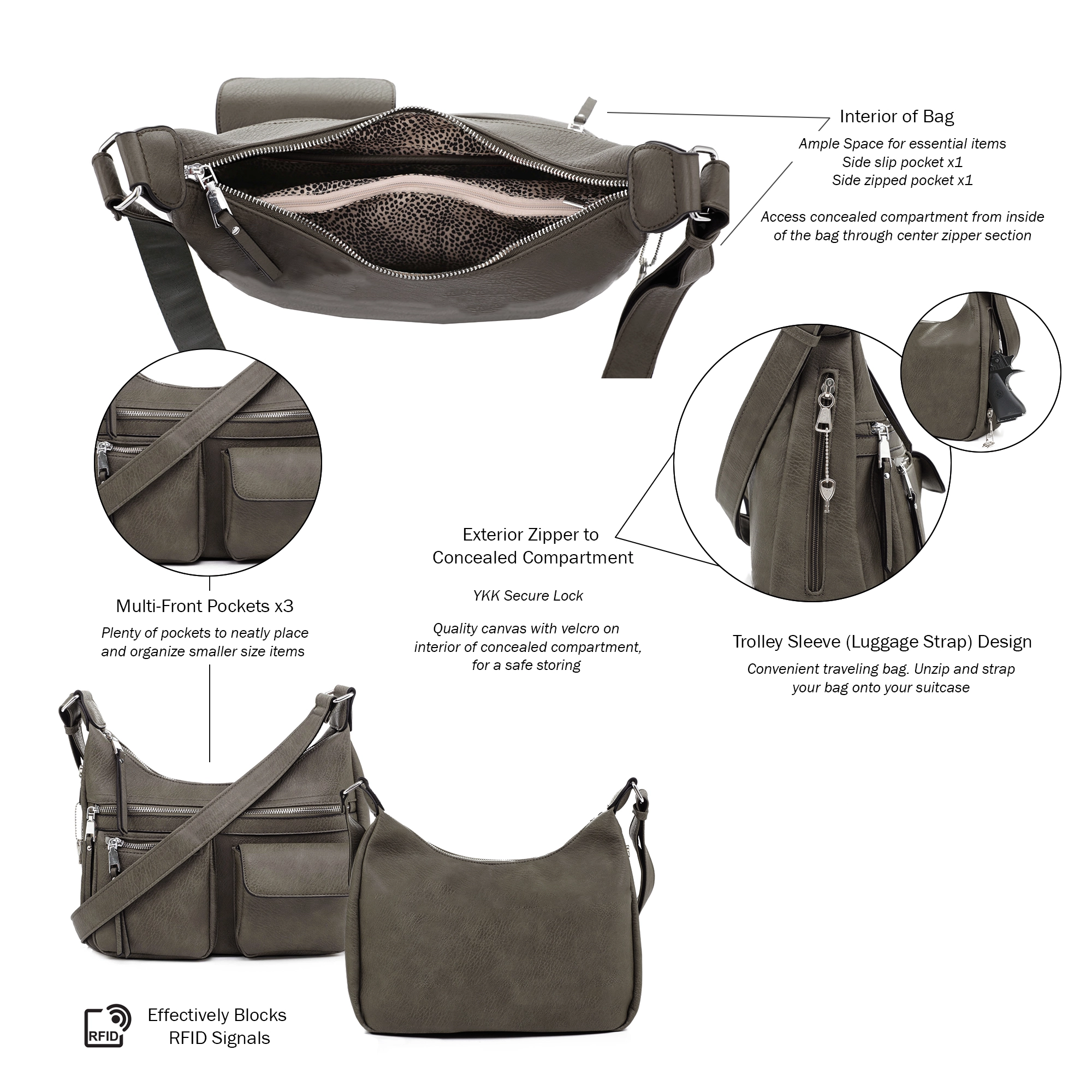 Elle Concealed Carry Hobo Handbag