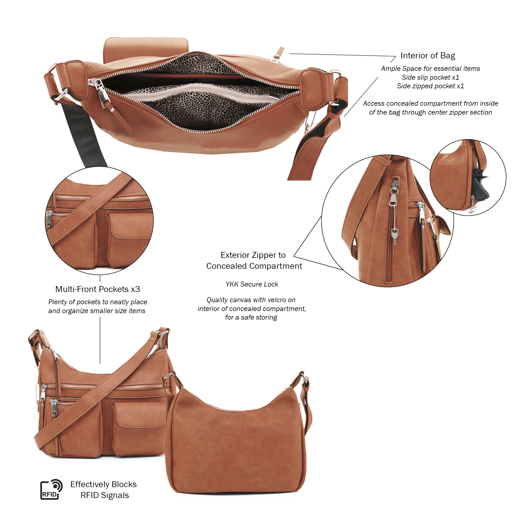 Elle Concealed Carry Hobo Handbag