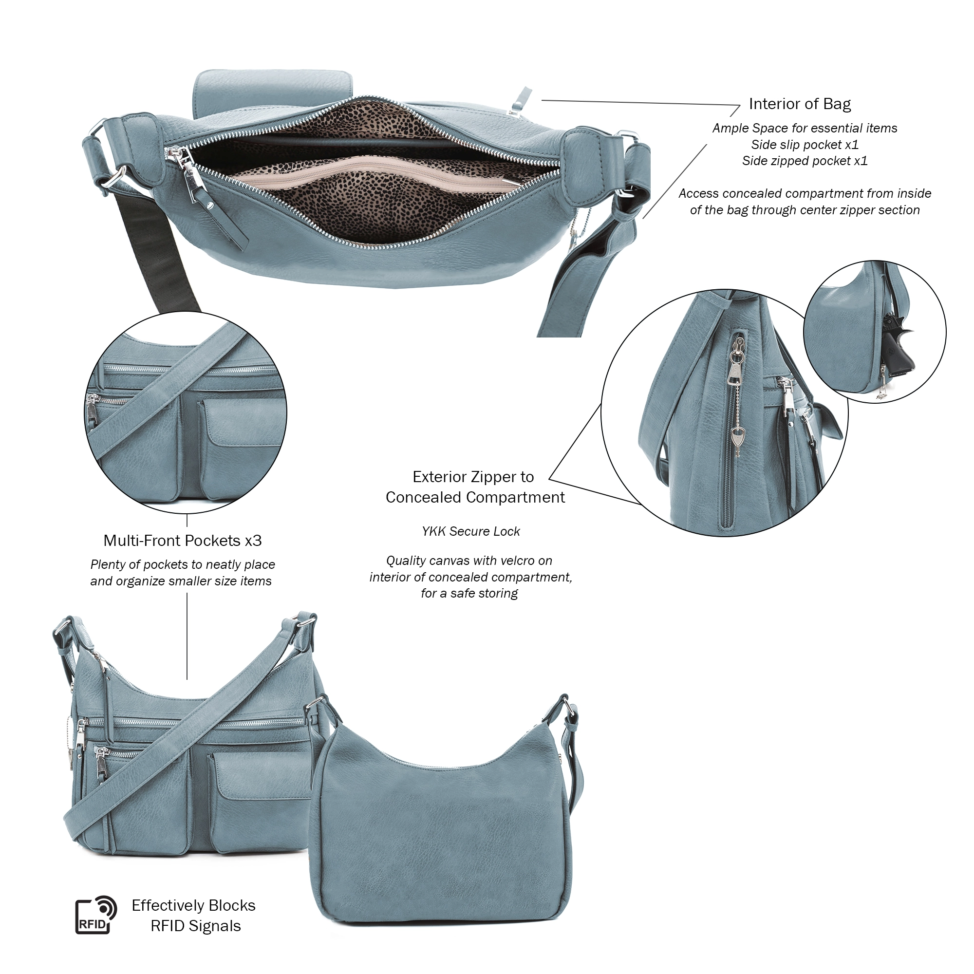 Elle Concealed Carry Hobo Handbag
