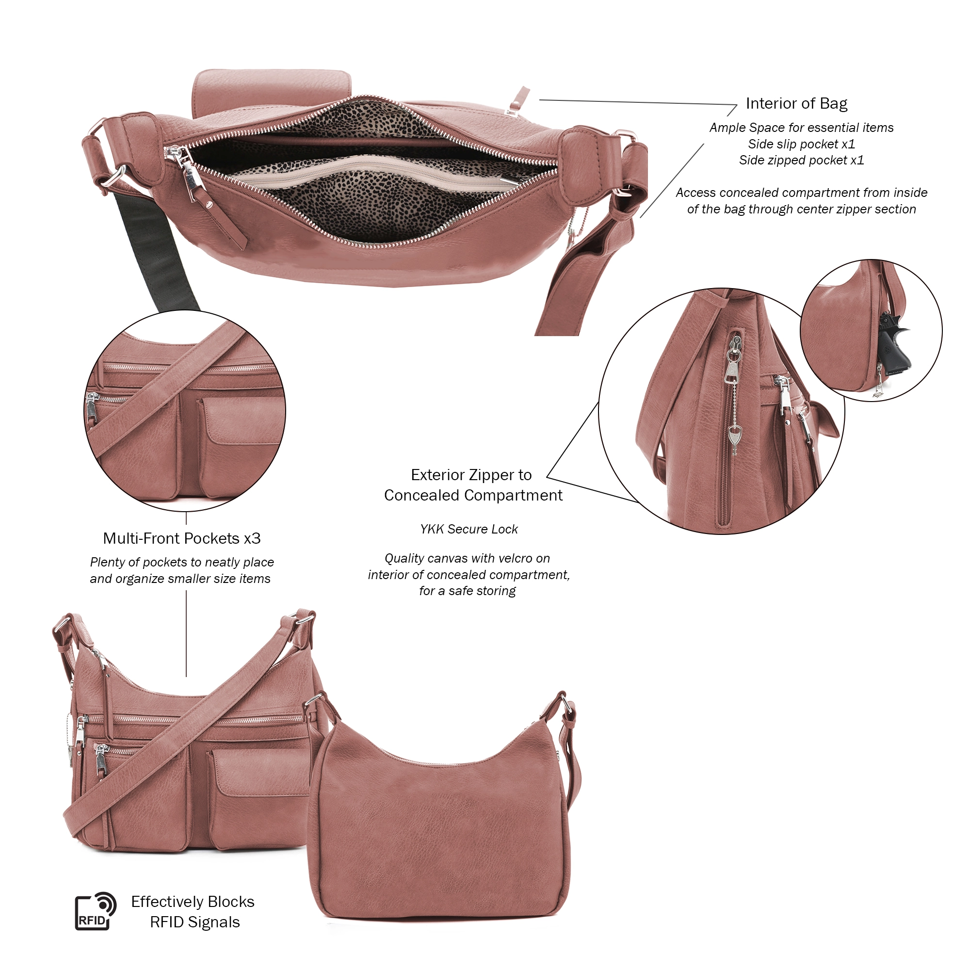 Elle Concealed Carry Hobo Handbag