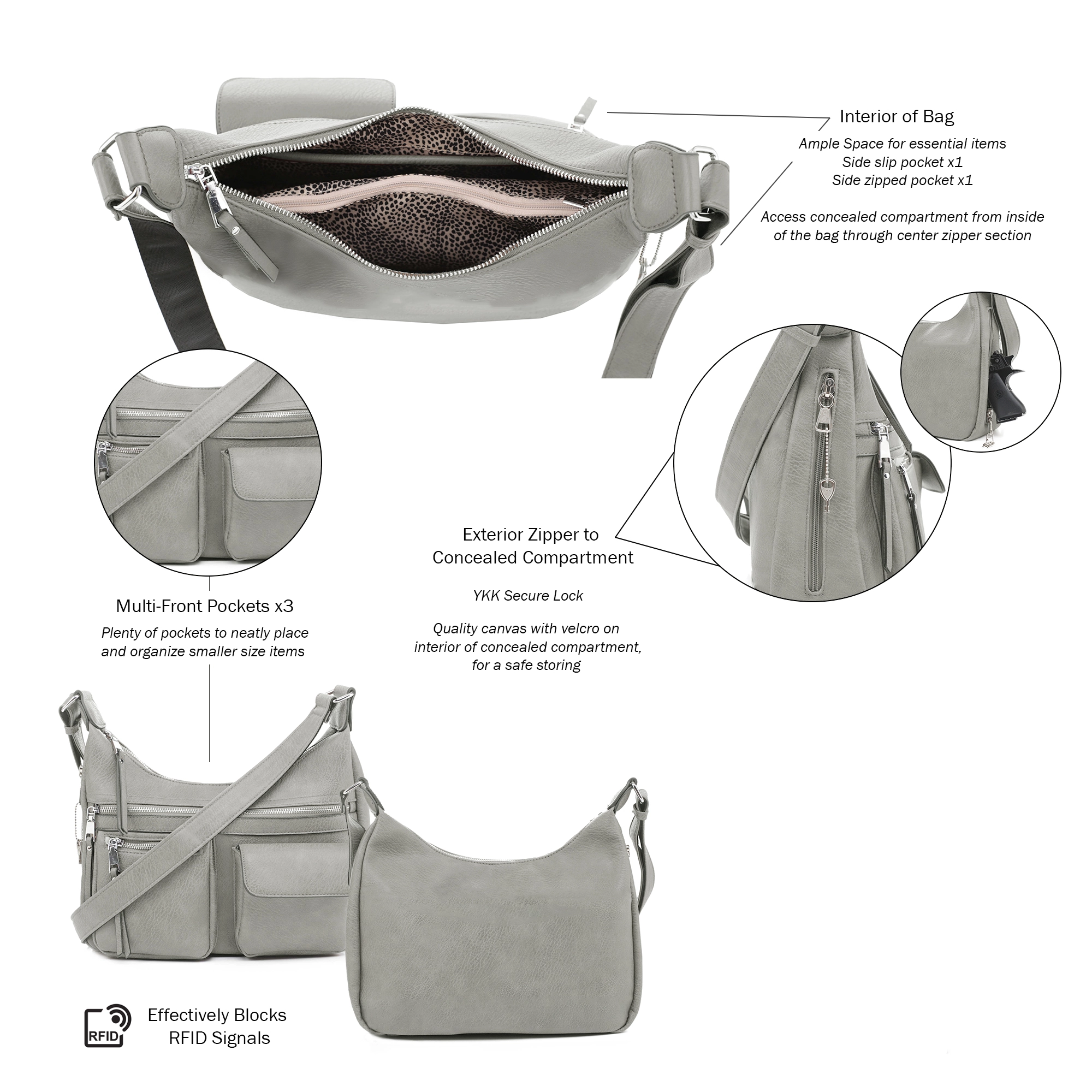 Elle Concealed Carry Hobo Handbag