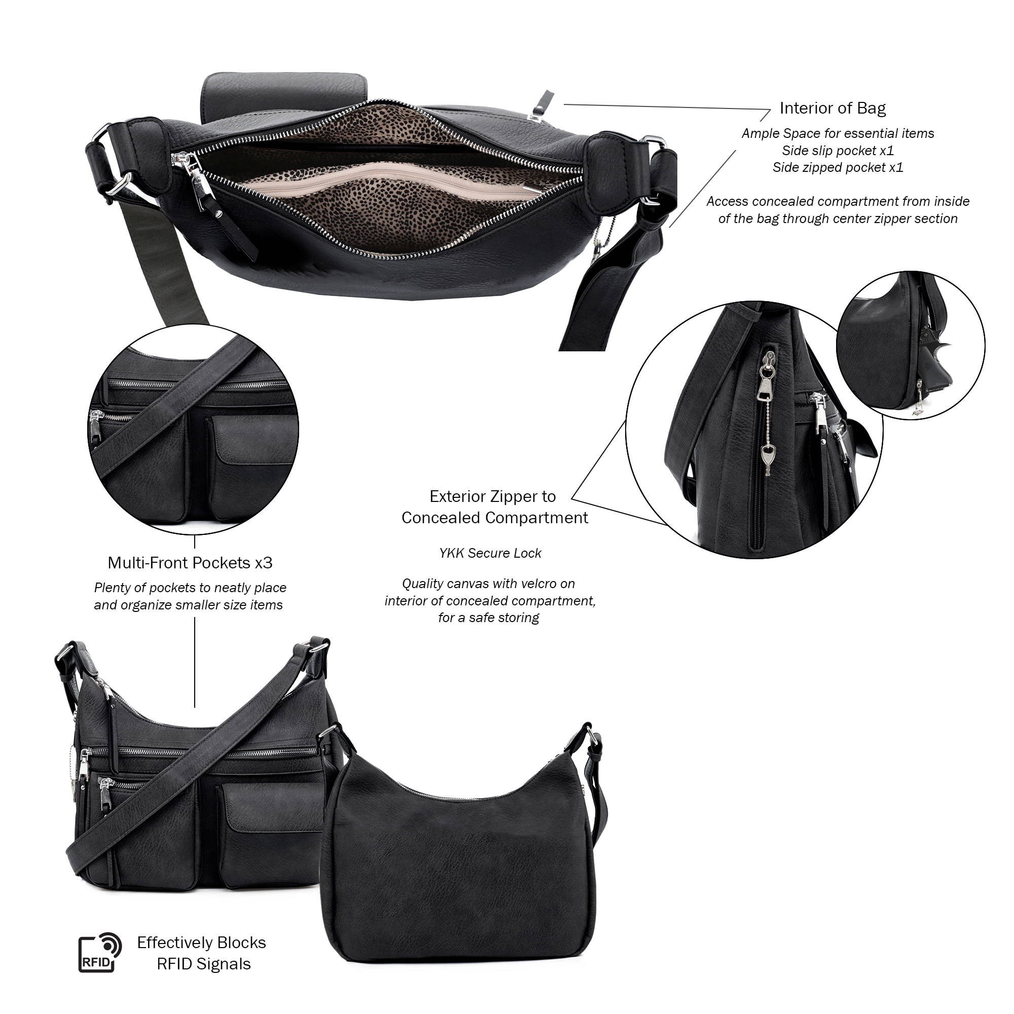 Elle Concealed Carry Hobo Handbag