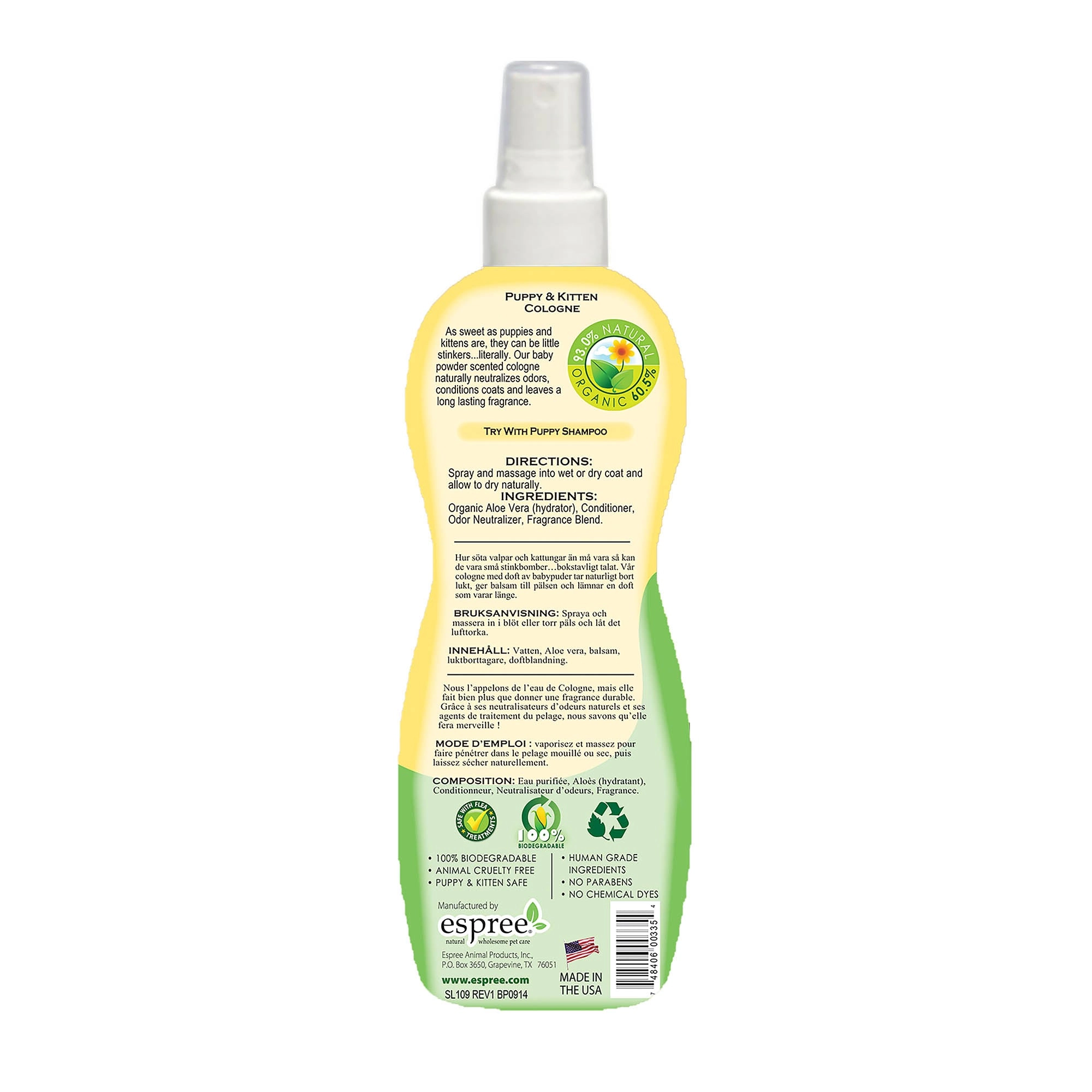 Espree Puppy & Kitten Baby Powder Cologne 4 Ounce
