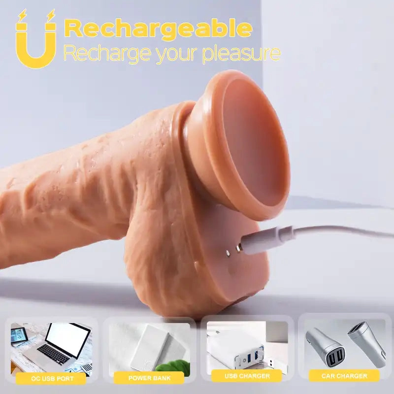 Fergus - 6.5-inch Remote Control 3-in-1 Realistic Suction Cup Dildo
