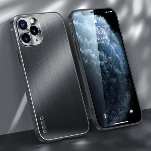 For iPhone 11 Brushed Texture Shockproof Phone Case