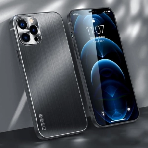 For iPhone 12 Brushed Texture Shockproof Phone Case