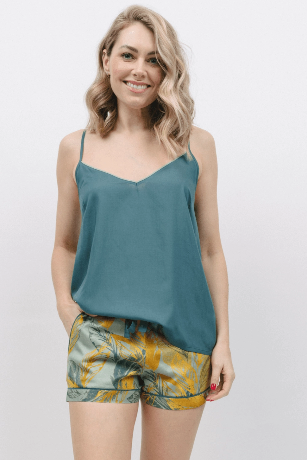 Hannah Leaf Print Shorts, Size UK 14