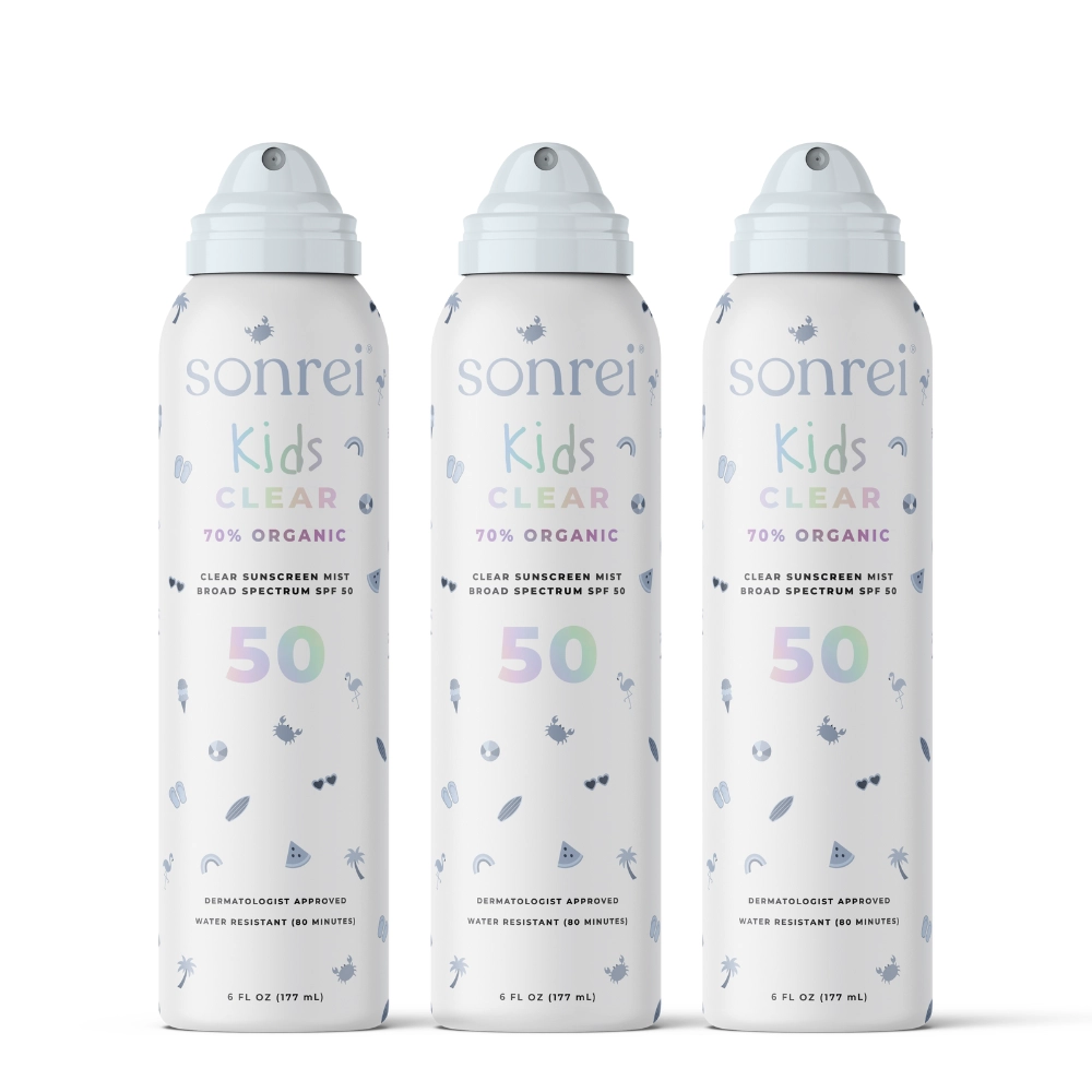 Kids Clear Organic SPF 50 Clear Sunscreen Mist 3-Pack Bundle