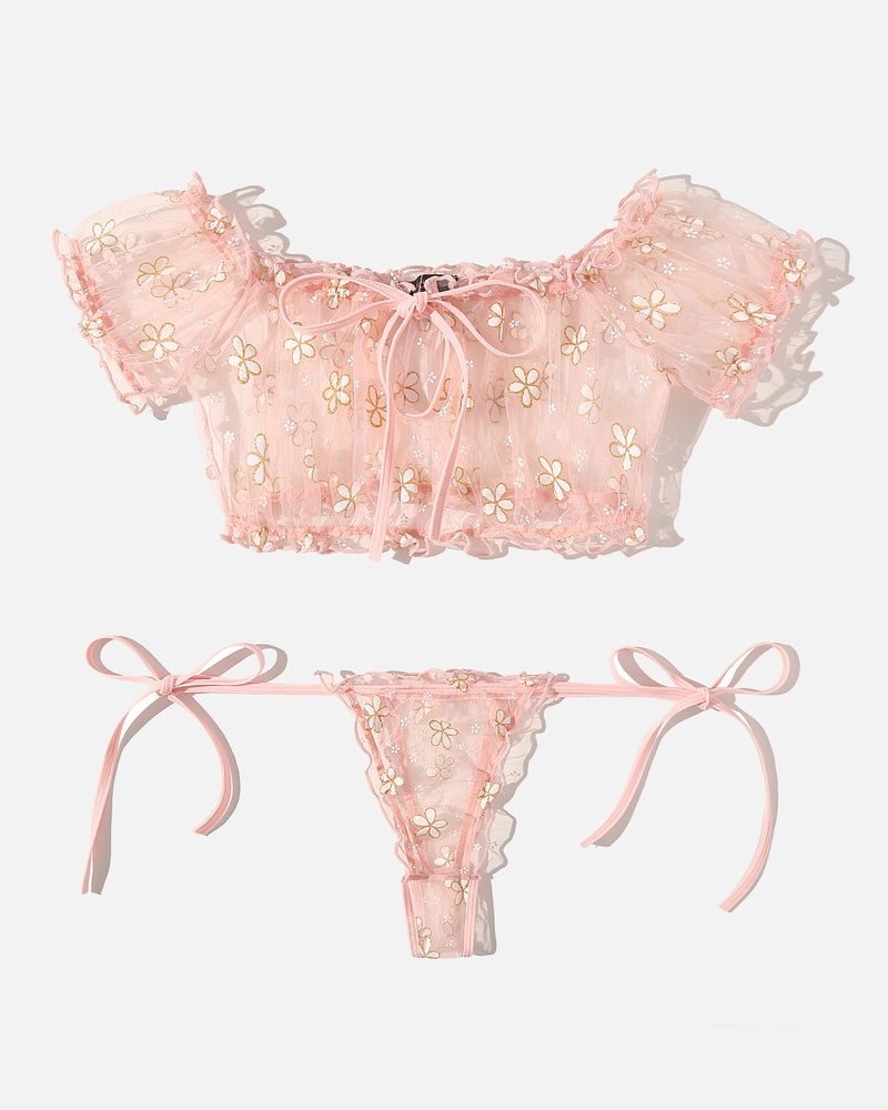 Lace Ruffle Bra and Panty Set