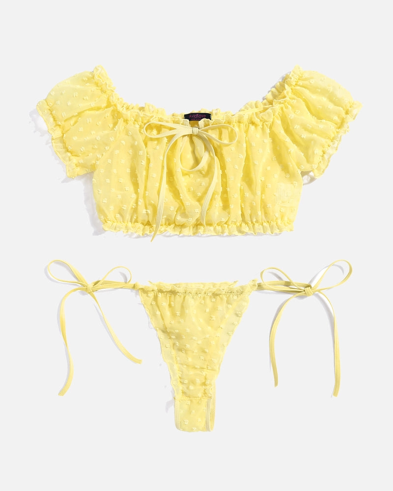 Lace Ruffle Bra and Panty Set