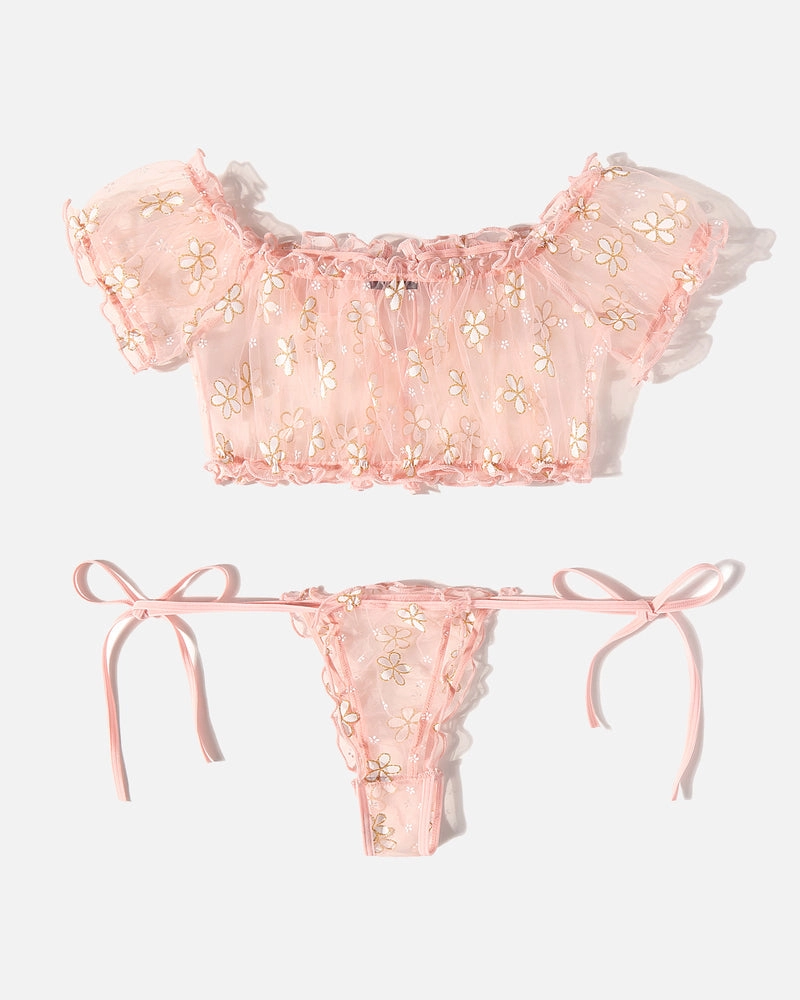 Lace Ruffle Bra and Panty Set