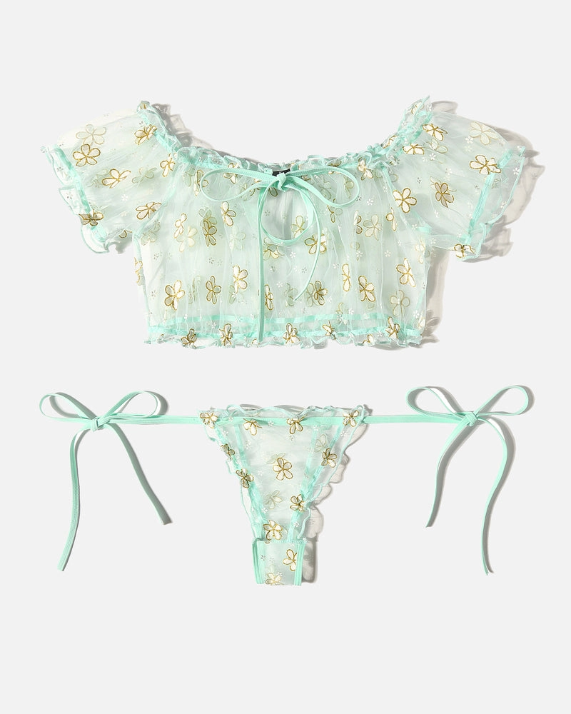 Lace Ruffle Bra and Panty Set
