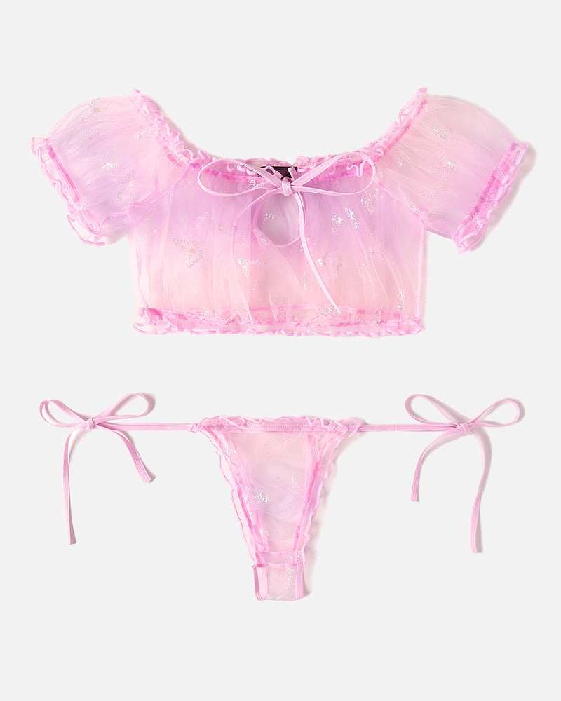 Lace Ruffle Bra and Panty Set