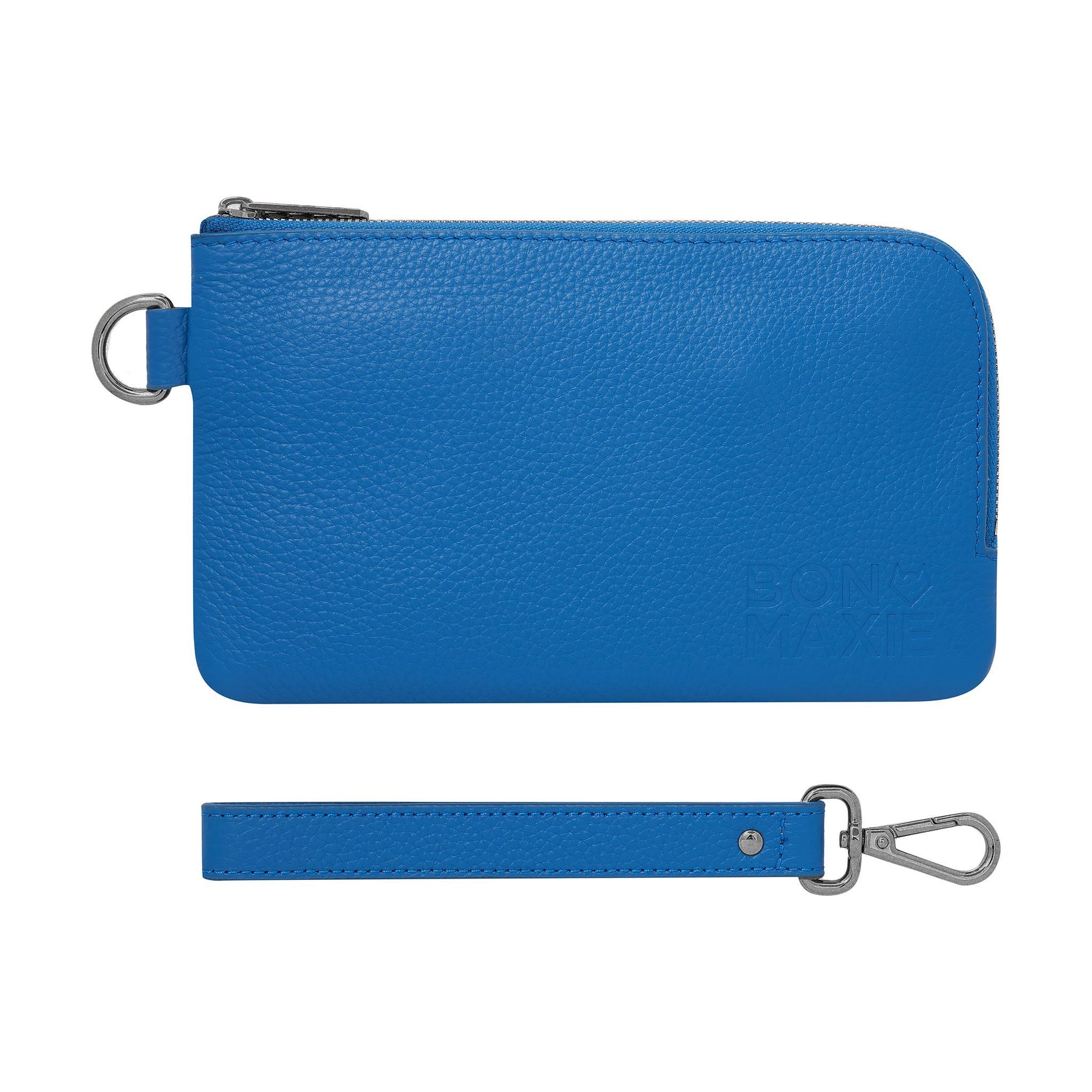 Leather Phone Wallet Pouch -- Cobalt