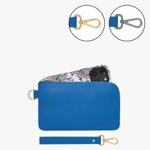 Leather Phone Wallet Pouch -- Cobalt