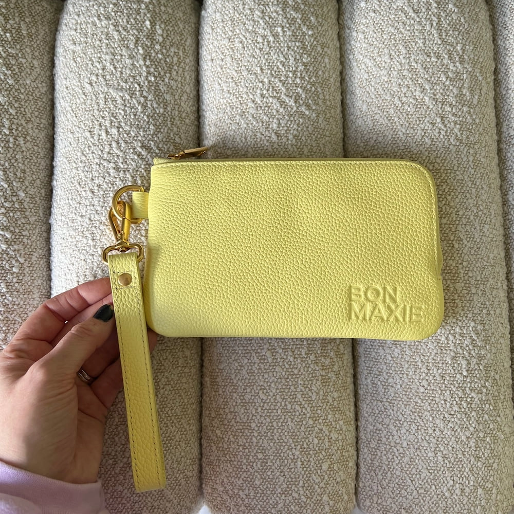 Leather Phone Wallet Pouch -- Lemon