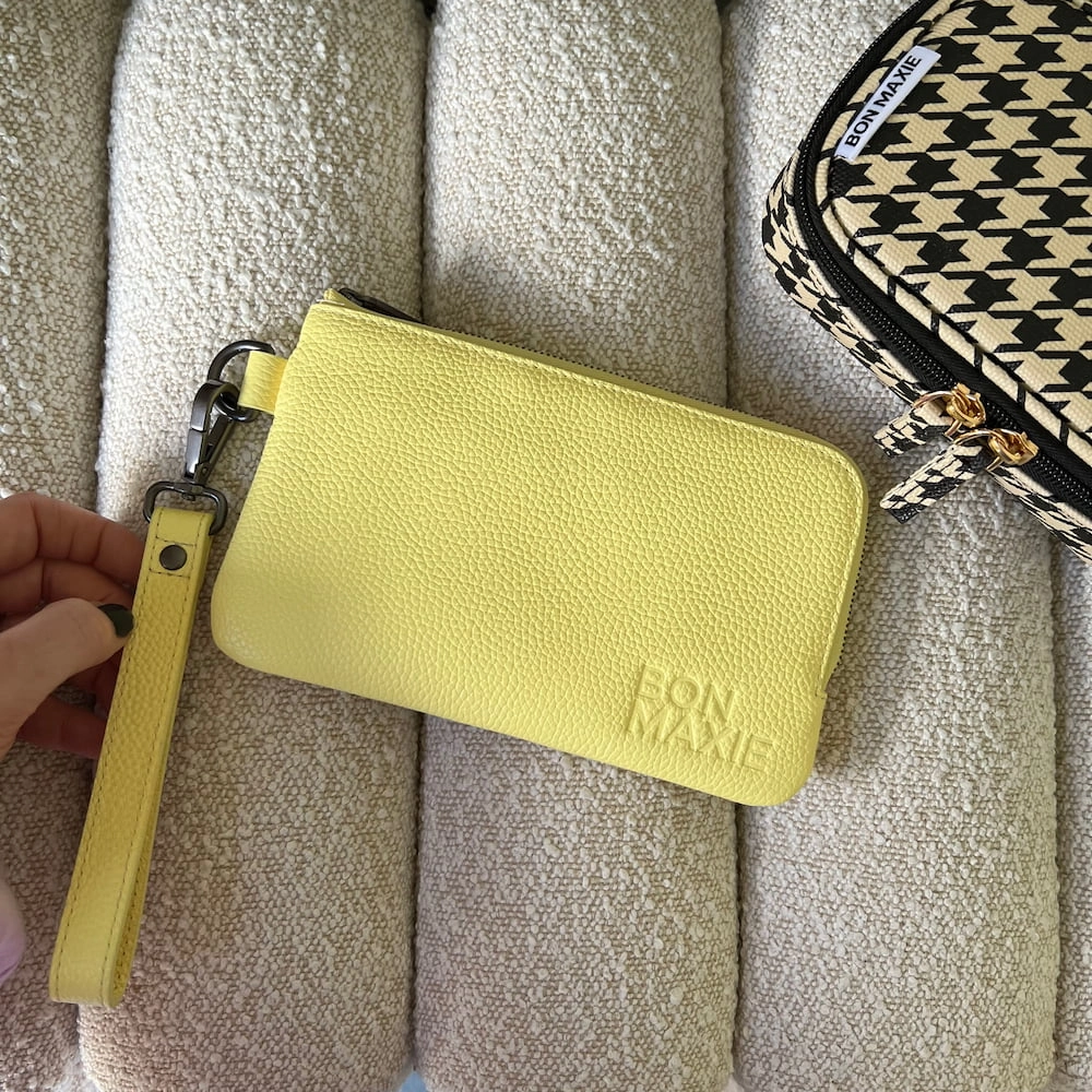 Leather Phone Wallet Pouch -- Lemon