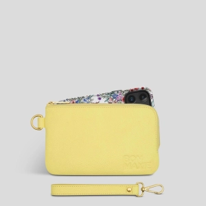 Leather Phone Wallet Pouch -- Lemon