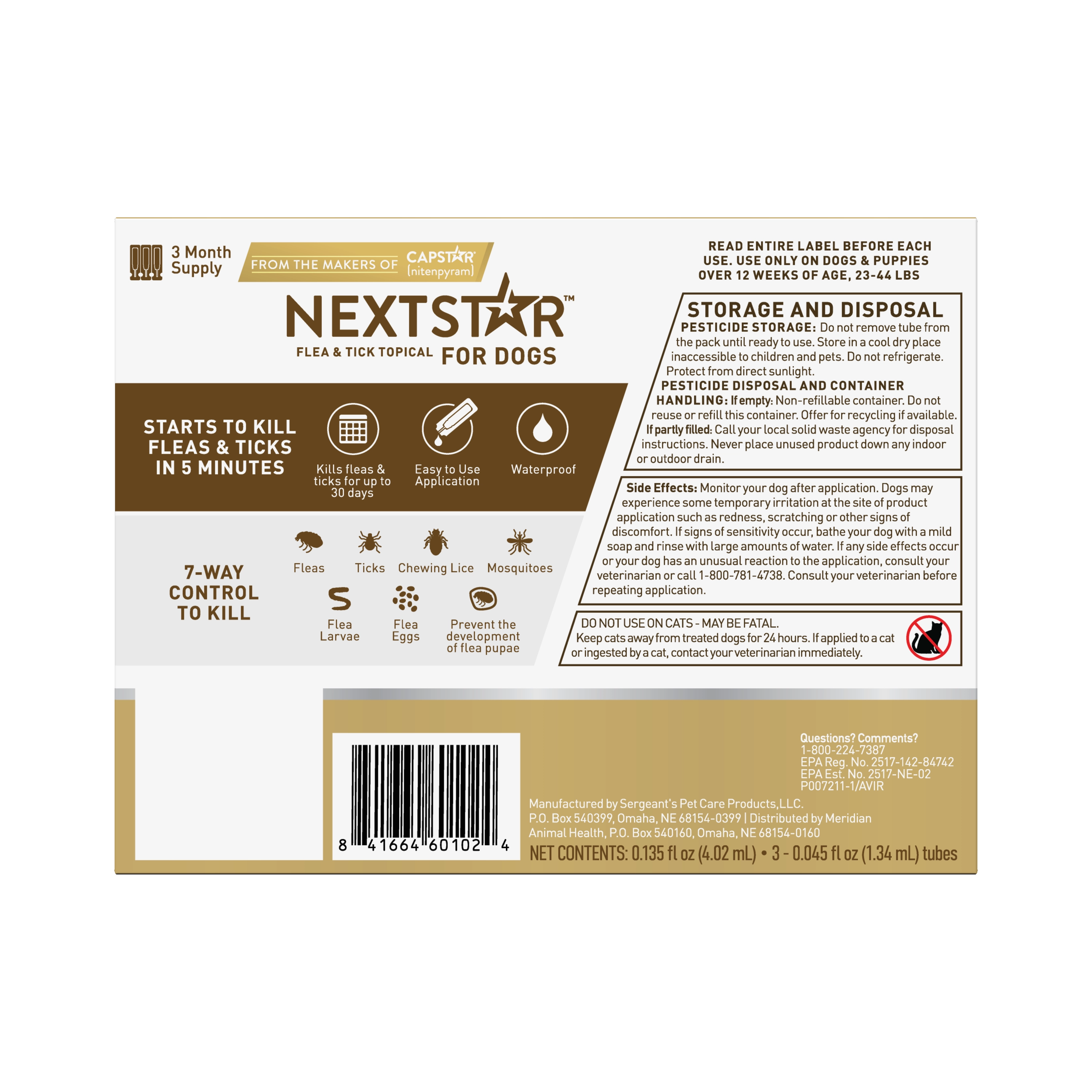 Nextstar Flea & Tick Topical Dog 23-44LB 3CT