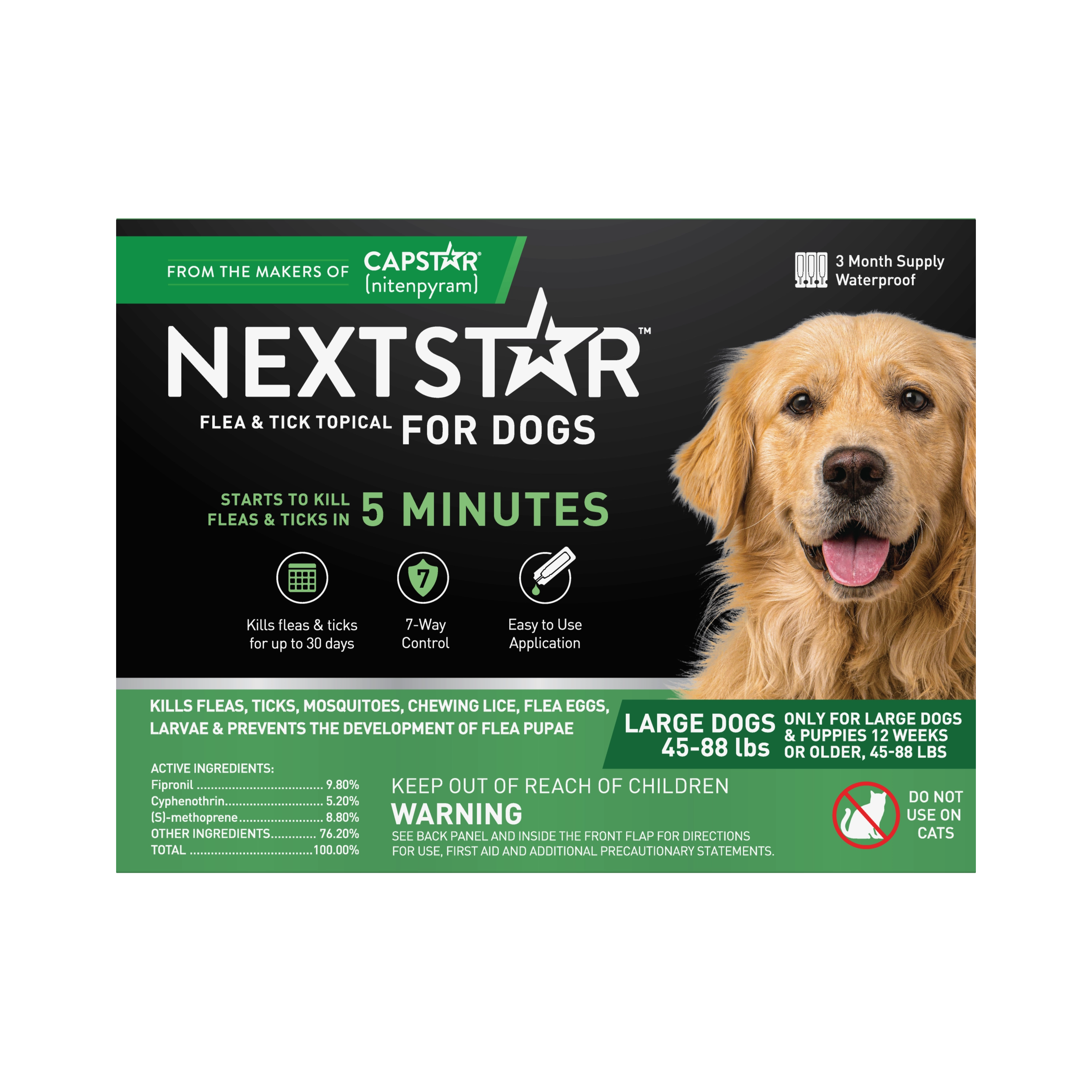 Nextstar Flea & Tick Topical Dog 45-88LB 3CT