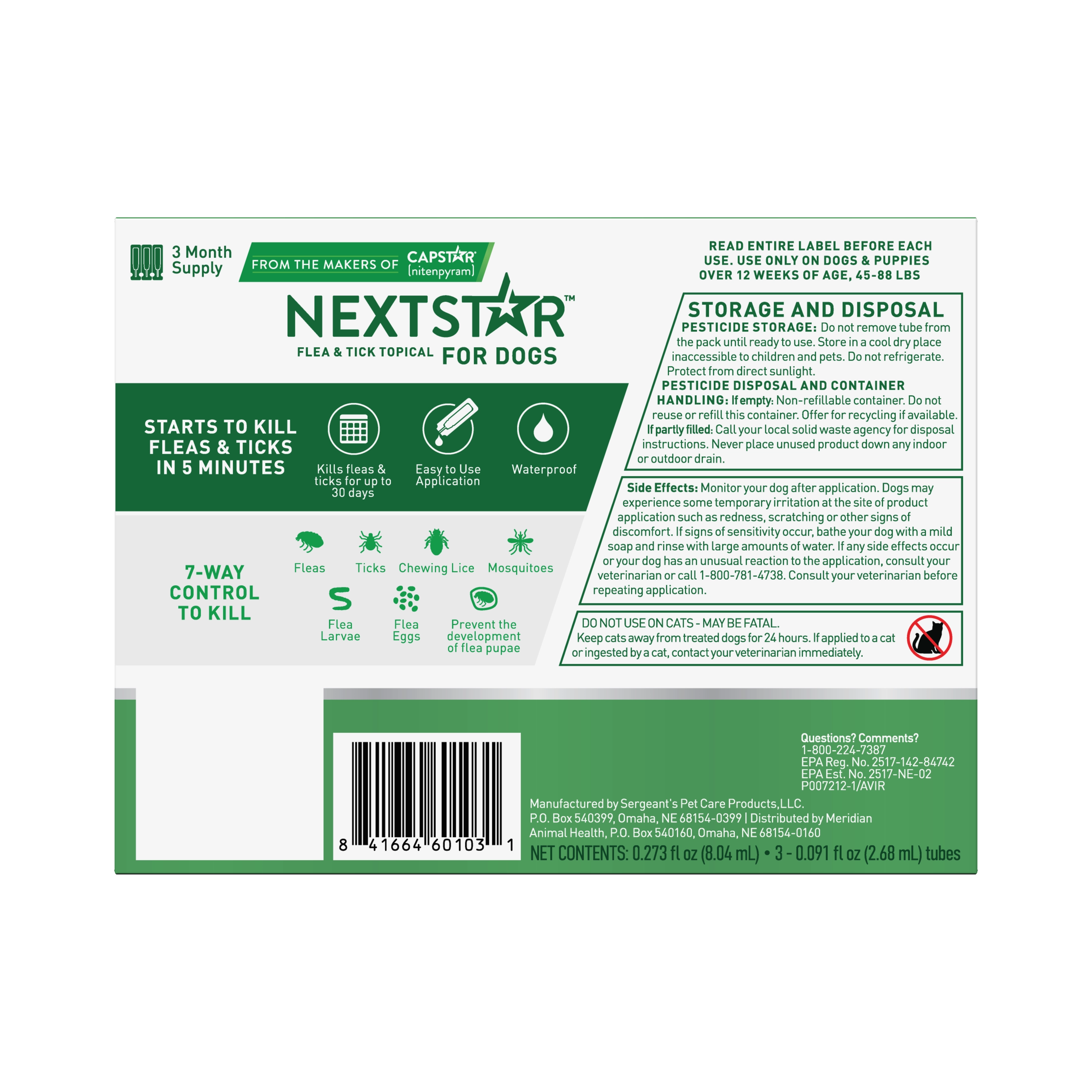 Nextstar Flea & Tick Topical Dog 45-88LB 3CT