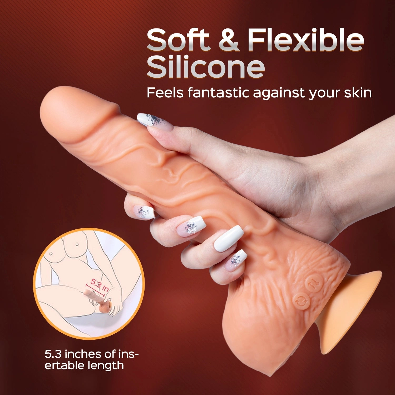 Owen - 8 Inch Remote Control Thrusting Realistic Dildo with Rotating Beads