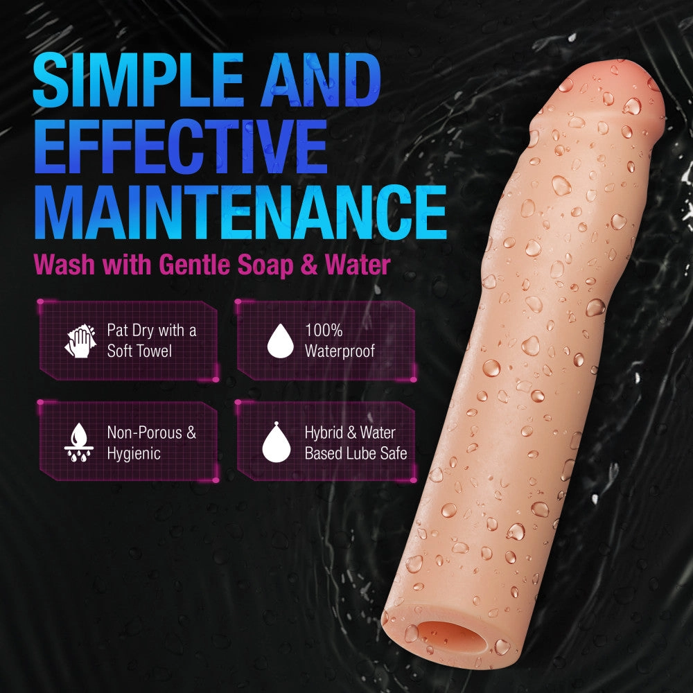Performance Plus By Blush® | Resilience 7 Inch Realistic Penis Extender Sleeve - Dual Density - Liquid Silicone - Beige