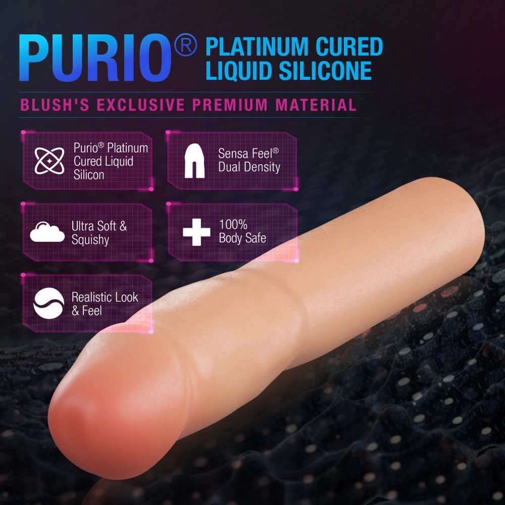 Performance Plus By Blush® | Resilience 7 Inch Realistic Penis Extender Sleeve - Dual Density - Liquid Silicone - Beige