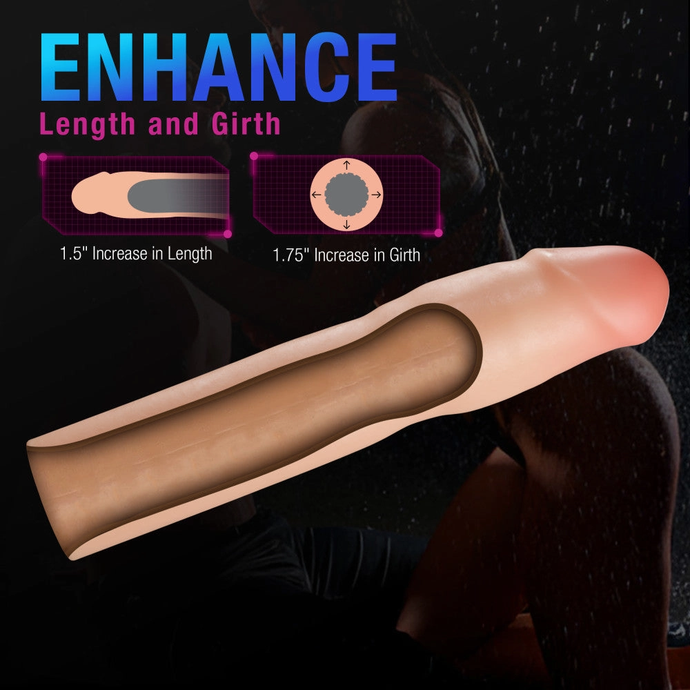 Performance Plus By Blush® | Resilience 7 Inch Realistic Penis Extender Sleeve - Dual Density - Liquid Silicone - Beige