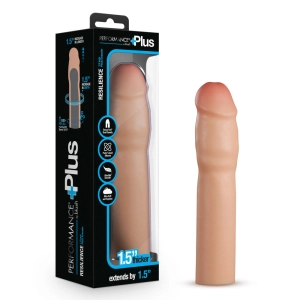 Performance Plus By Blush® | Resilience 7 Inch Realistic Penis Extender Sleeve - Dual Density - Liquid Silicone - Beige