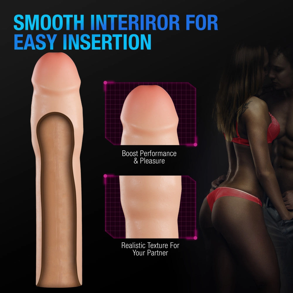 Performance Plus By Blush® | Resilience 7 Inch Realistic Penis Extender Sleeve - Dual Density - Liquid Silicone - Beige