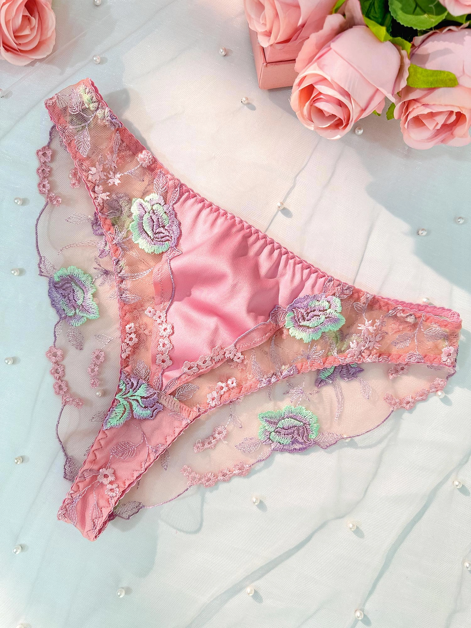 Pink Floral Thong