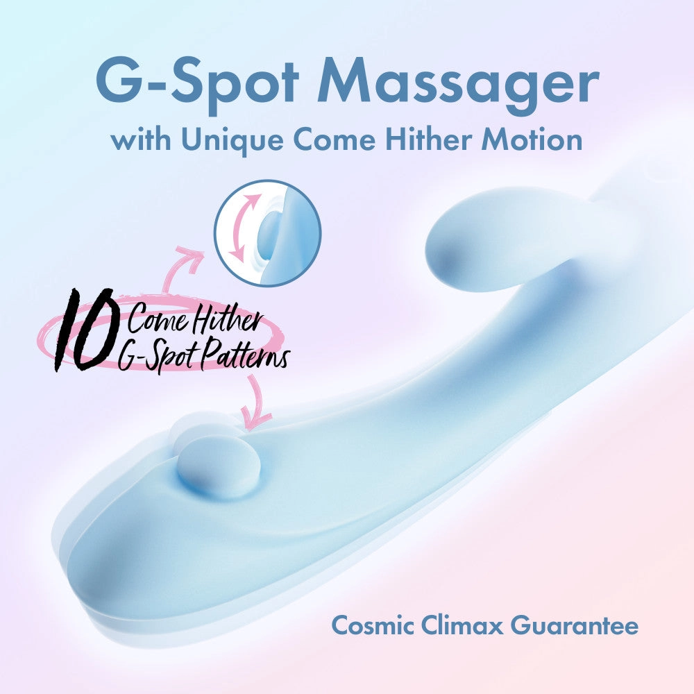 Play With Me By Blush® | Moondust Magic - 8 Inch G Spot Clitoral Rabbit Vibrator - 10 Dual Vibration Modes - Soft Silicone - Blue