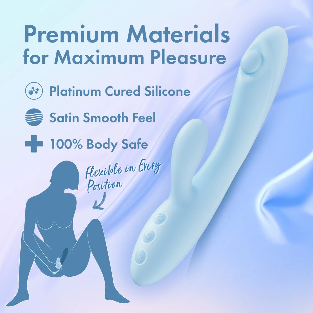 Play With Me By Blush® | Moondust Magic - 8 Inch G Spot Clitoral Rabbit Vibrator - 10 Dual Vibration Modes - Soft Silicone - Blue