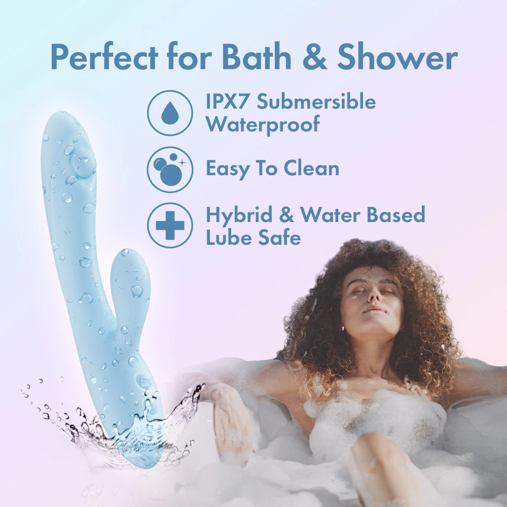 Play With Me By Blush® | Moondust Magic - 8 Inch G Spot Clitoral Rabbit Vibrator - 10 Dual Vibration Modes - Soft Silicone - Blue