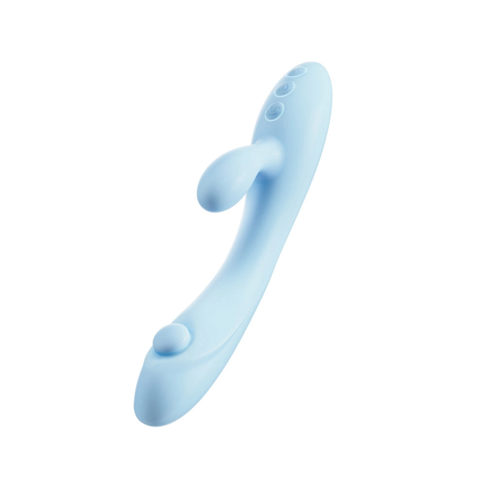 Play With Me By Blush® | Moondust Magic - 8 Inch G Spot Clitoral Rabbit Vibrator - 10 Dual Vibration Modes - Soft Silicone - Blue