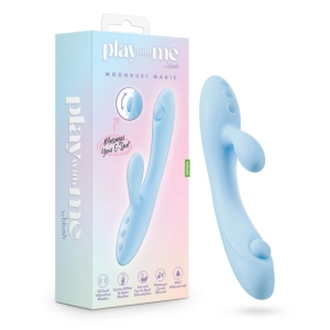Play With Me By Blush® | Moondust Magic - 8 Inch G Spot Clitoral Rabbit Vibrator - 10 Dual Vibration Modes - Soft Silicone - Blue