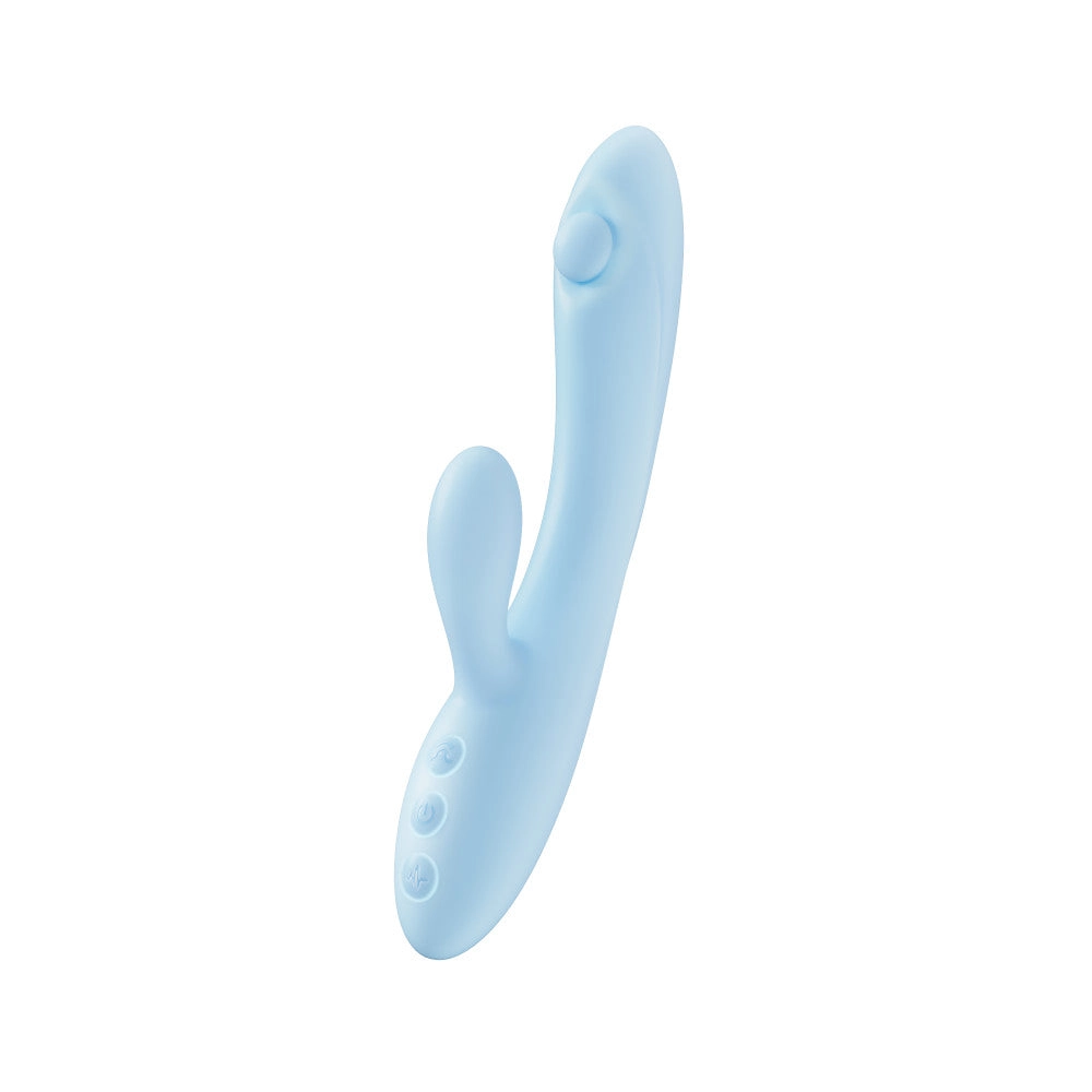 Play With Me By Blush® | Moondust Magic - 8 Inch G Spot Clitoral Rabbit Vibrator - 10 Dual Vibration Modes - Soft Silicone - Blue