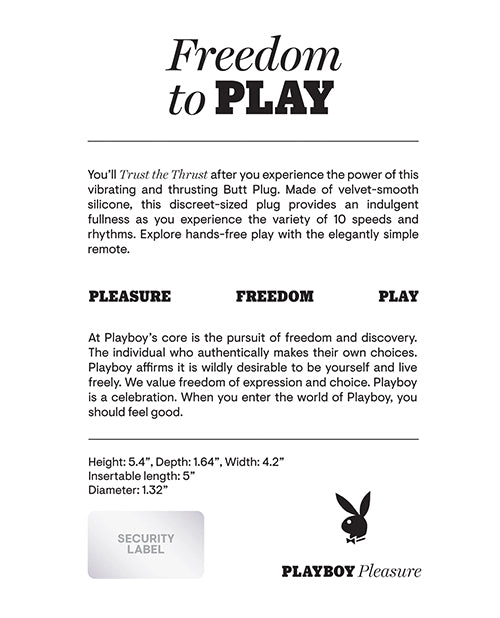 Playboy Pleasure Trusting Butt Plug