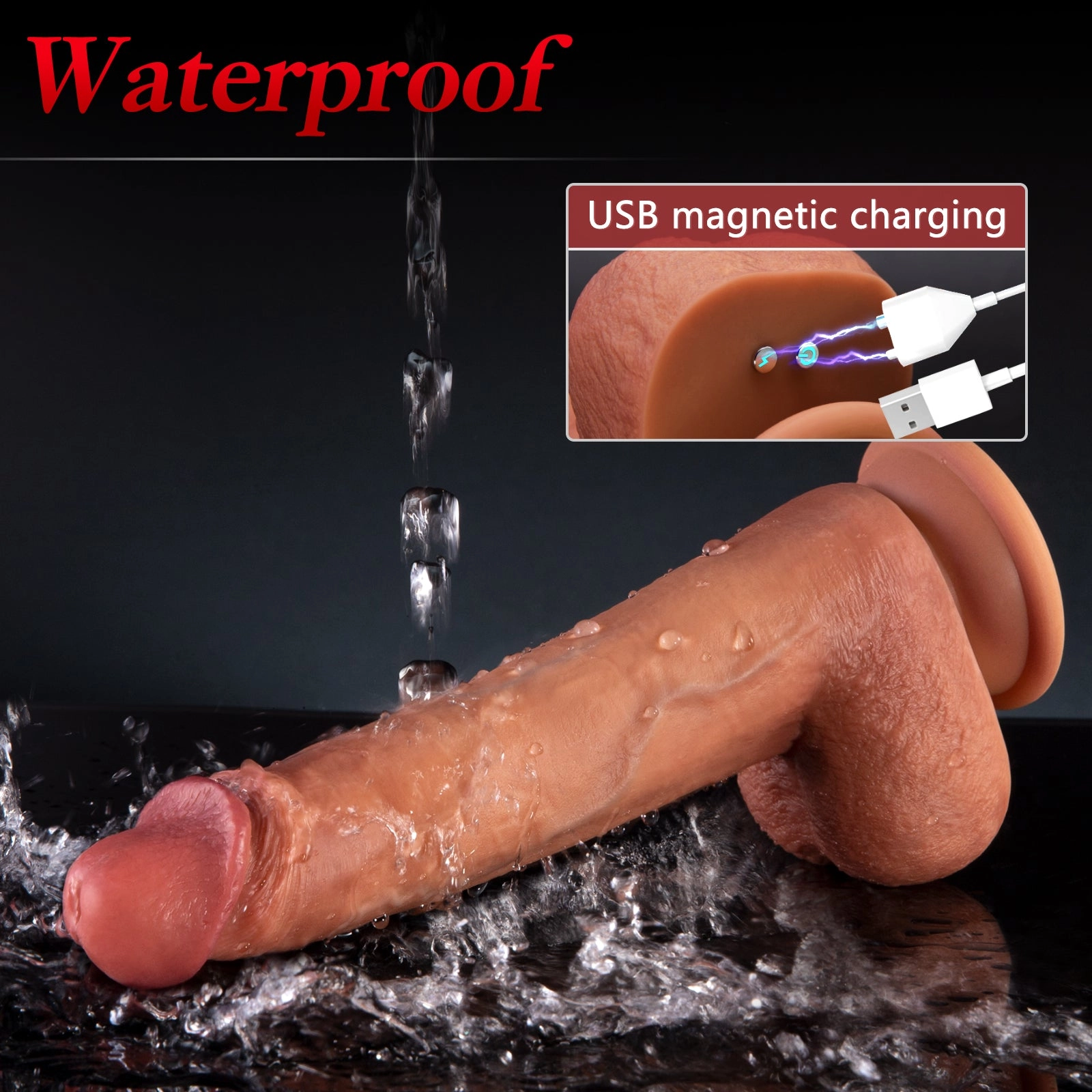 QUTOYS 10 Vibrating and 6 Thrusting & Swing Silicone Realistic Dildo